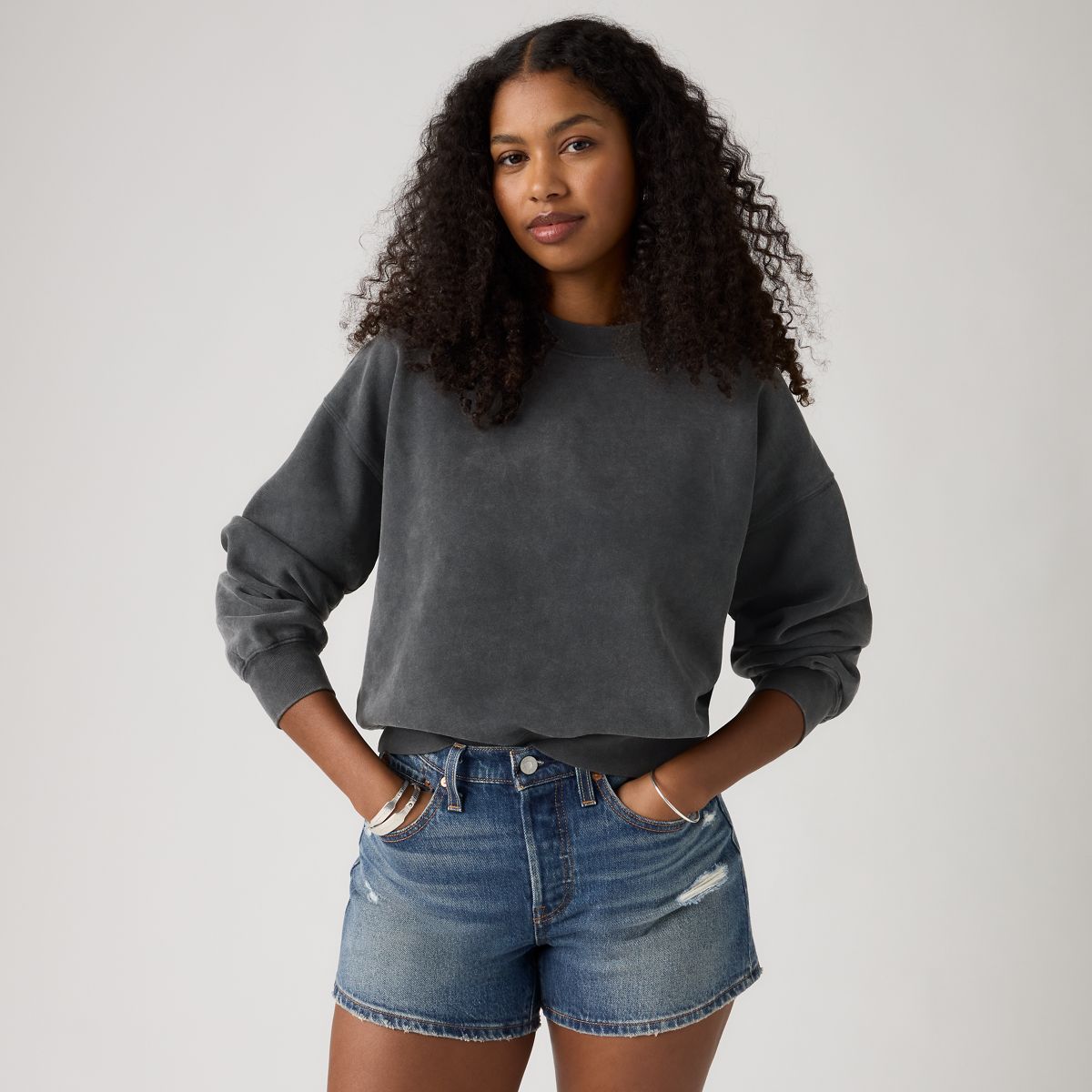 Vintage Garment Dye Boxy Sweatshirt — Garment Dye Grunge - Black