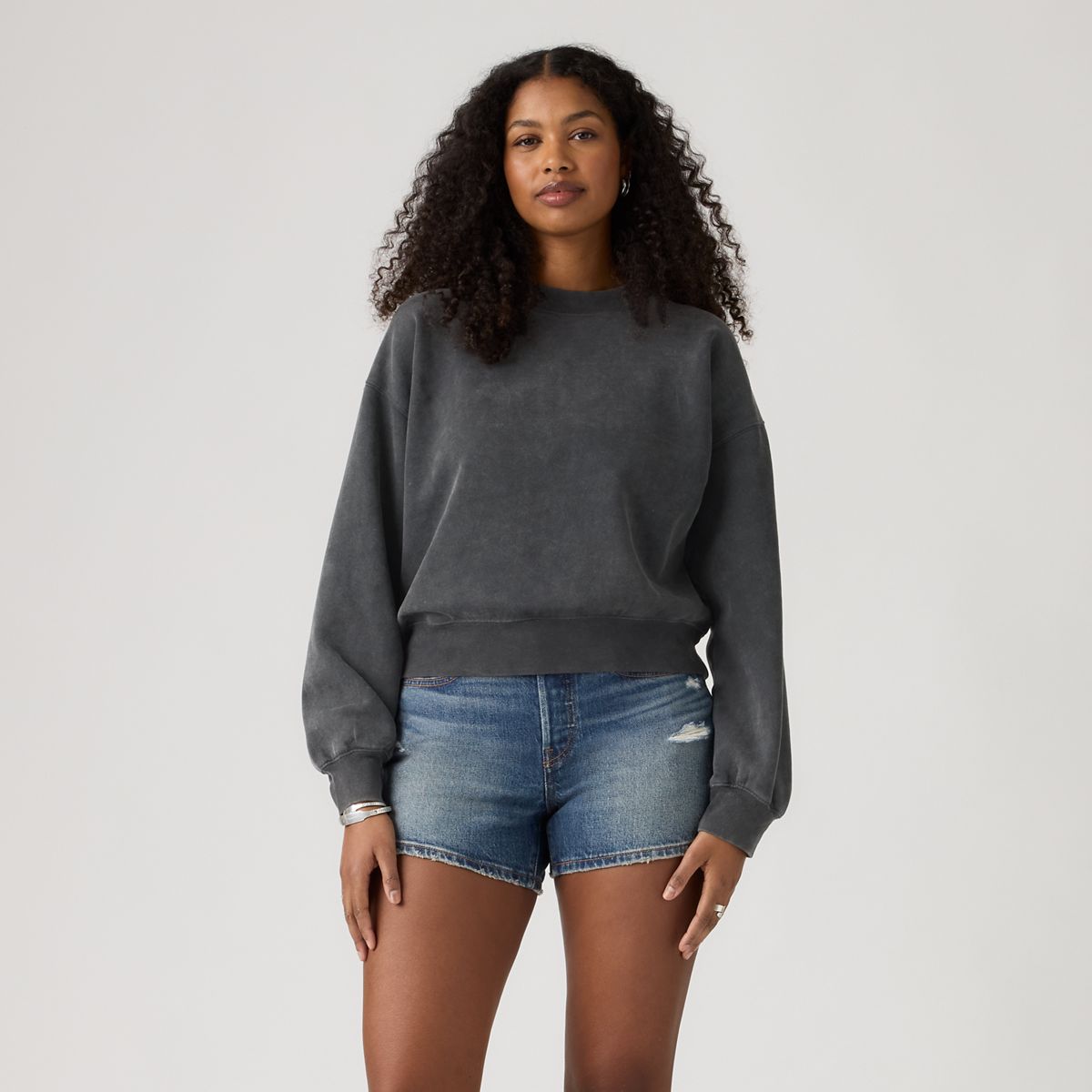 Vintage Garment Dye Boxy Sweatshirt — Garment Dye Grunge - Black