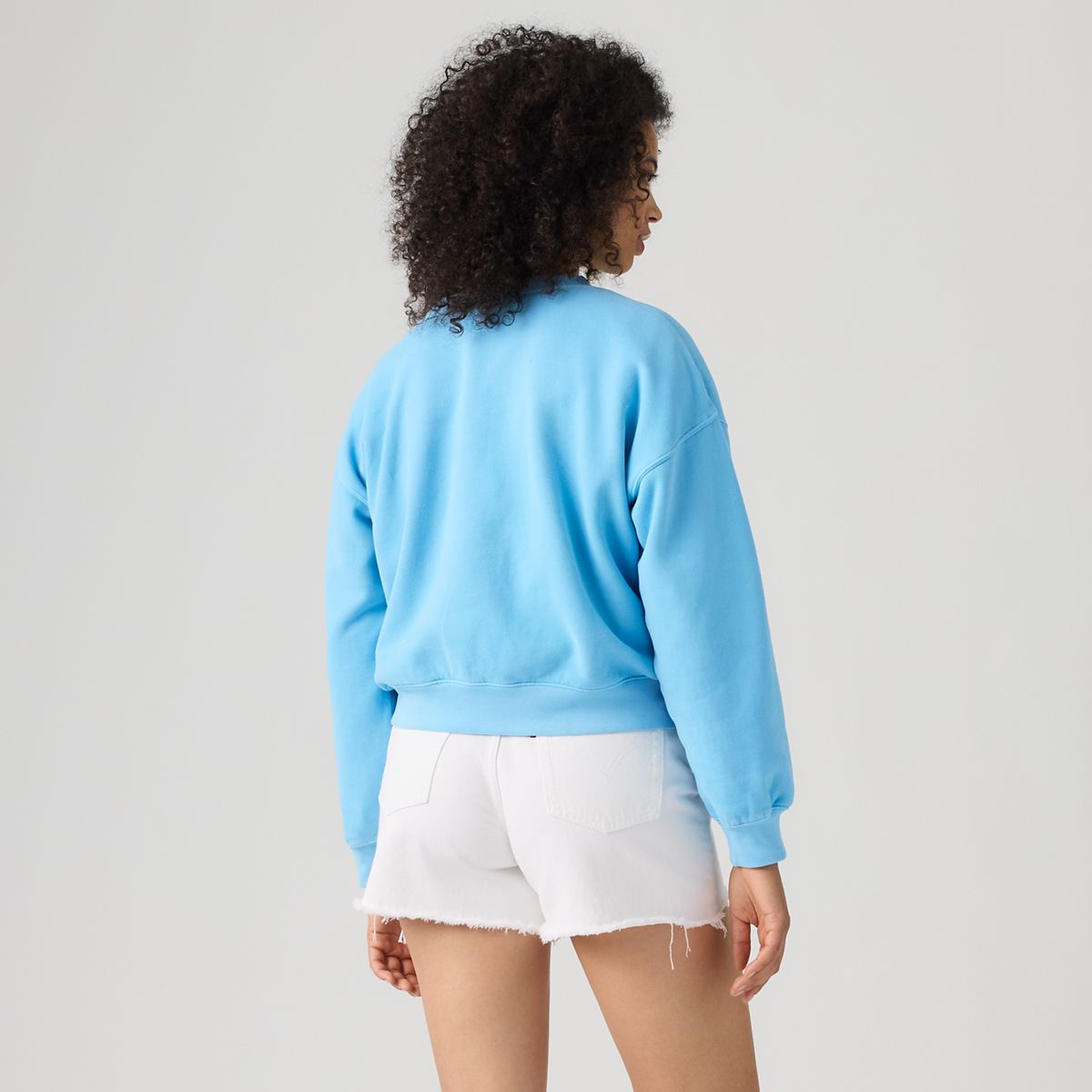 Vintage Garment Dye Boxy Sweatshirt — Womens Fleece Alaskan Blue - Blue