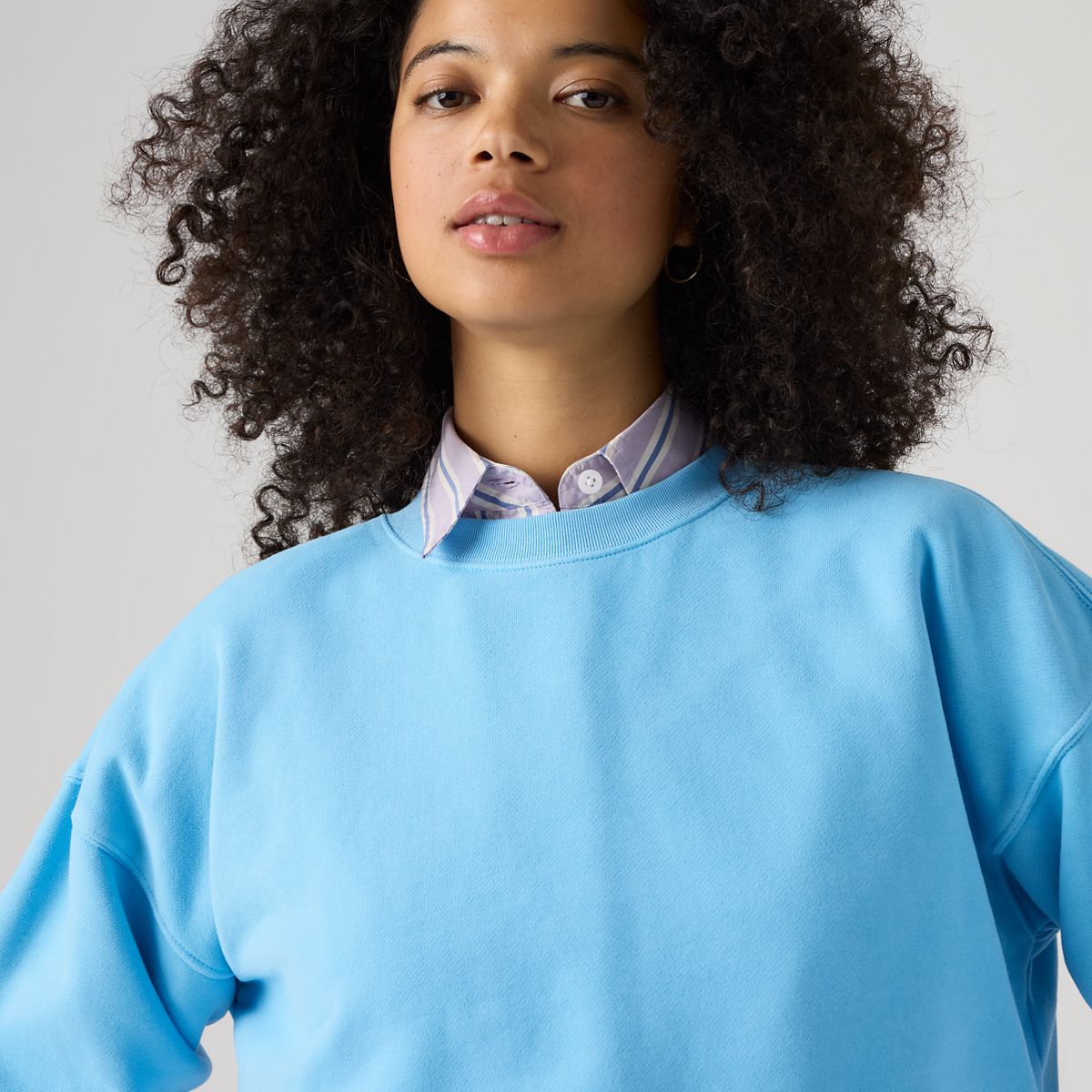 Vintage Garment Dye Boxy Sweatshirt — Womens Fleece Alaskan Blue - Blue