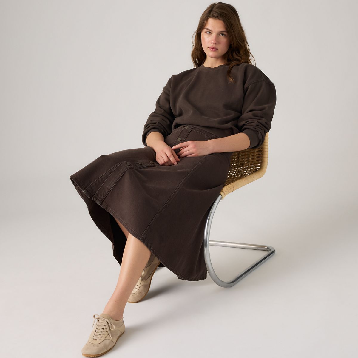 Vintage Garment Dye Boxy Sweatshirt — Womens Fleece Java - Brown