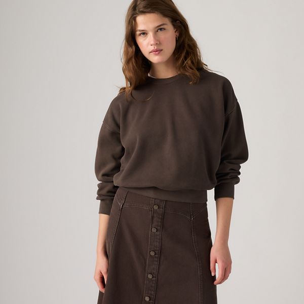 Vintage Garment Dye Boxy Sweatshirt — Womens Fleece Java - Brown