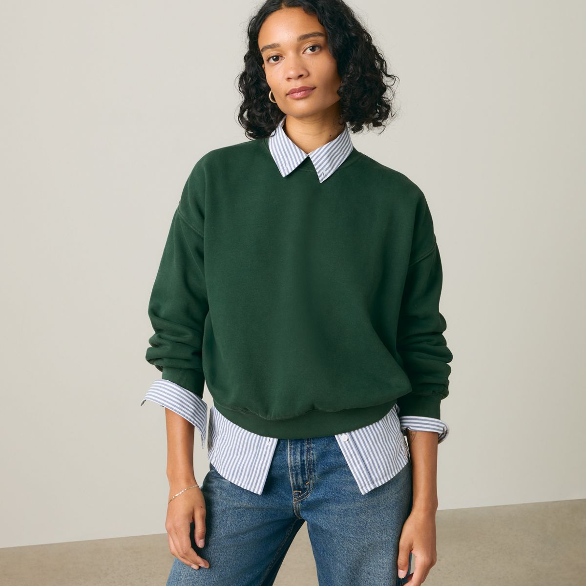 Vintage Garment Dye Boxy Sweatshirt — Womens Fleece Pine Grove - Green