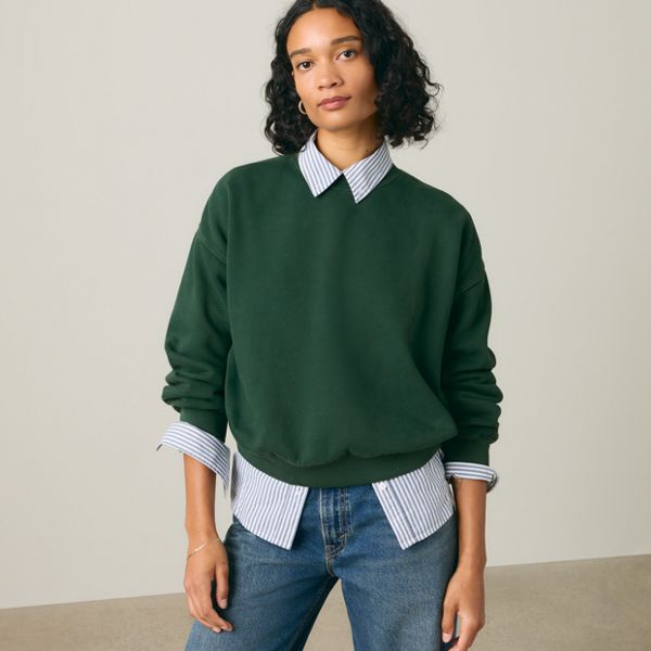 Vintage Garment Dye Boxy Sweatshirt — Womens Fleece Pine Grove - Green