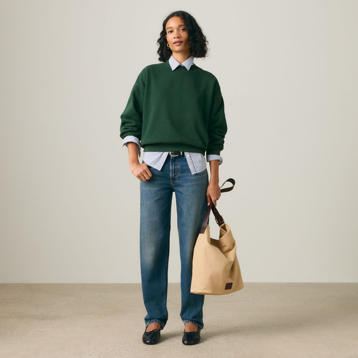 Vintage Garment Dye Boxy Sweatshirt — Womens Fleece Pine Grove - Green