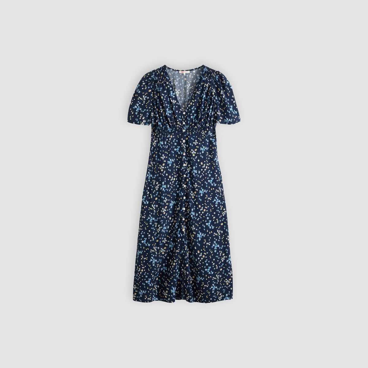 Paola Short-Sleeve Midi Dress — Mavis Floral Blue As - Blue