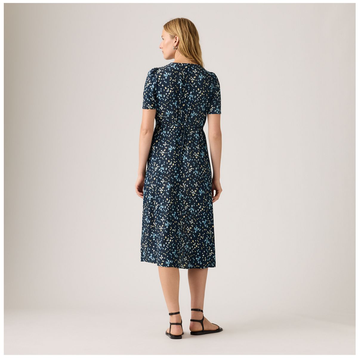 Paola Short-Sleeve Midi Dress — Mavis Floral Blue As - Blue