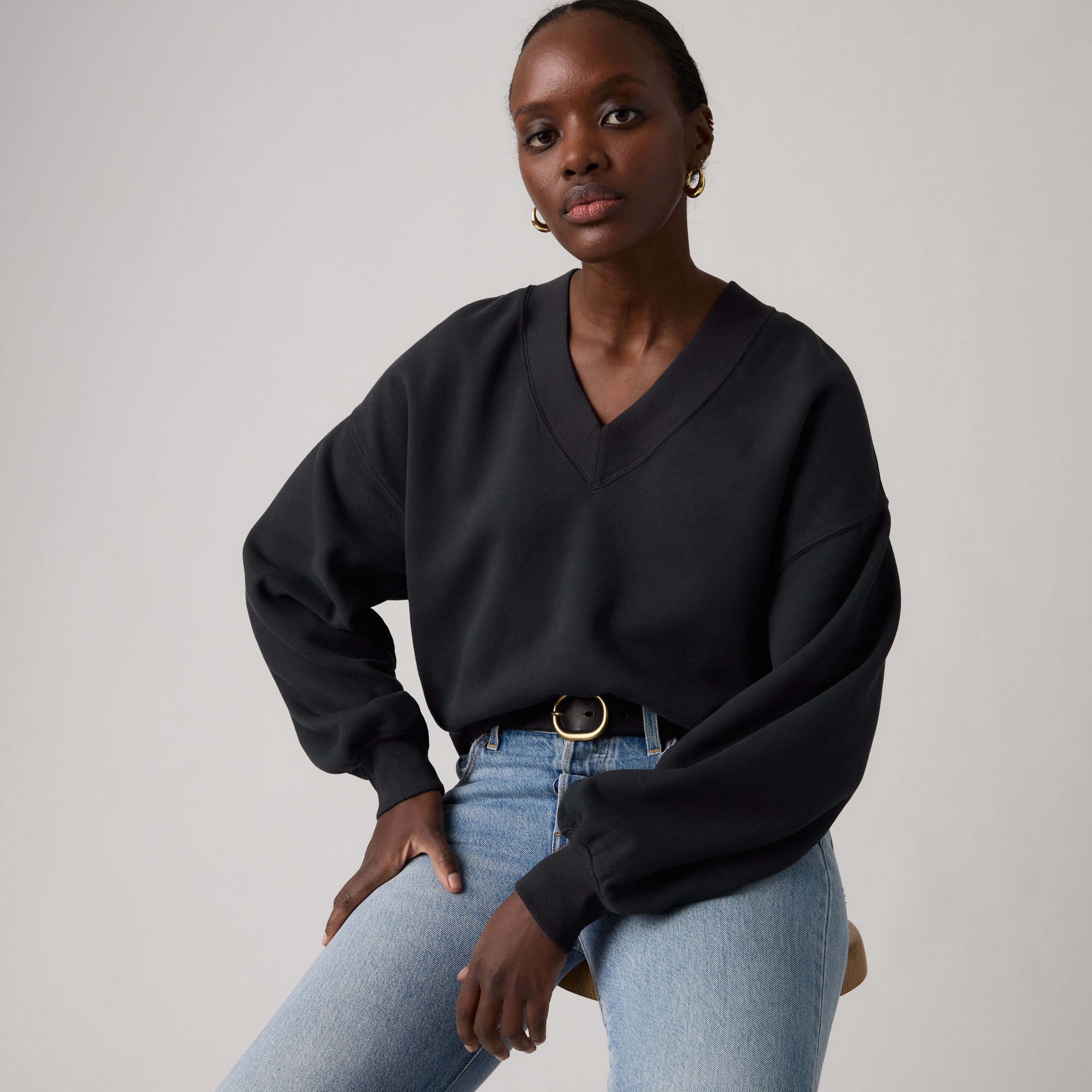 Vintage Garment Dye V-Neck Sweatshirt
