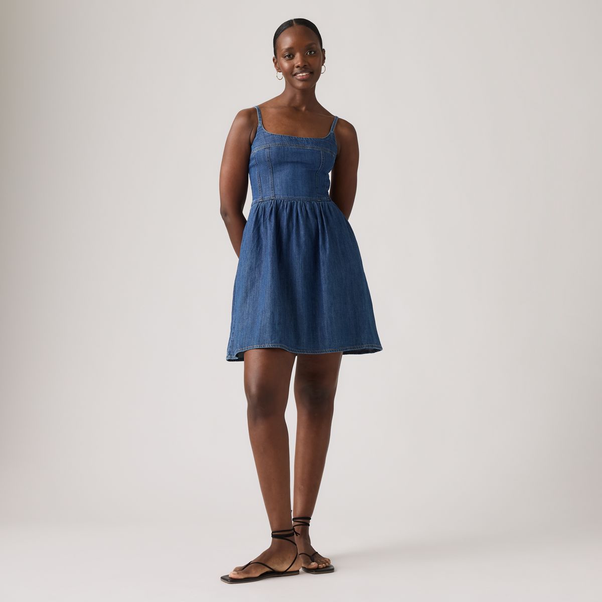 Jadine Denim Mini Lightweight Dress — Unturned Stone Dress - Medium Wash