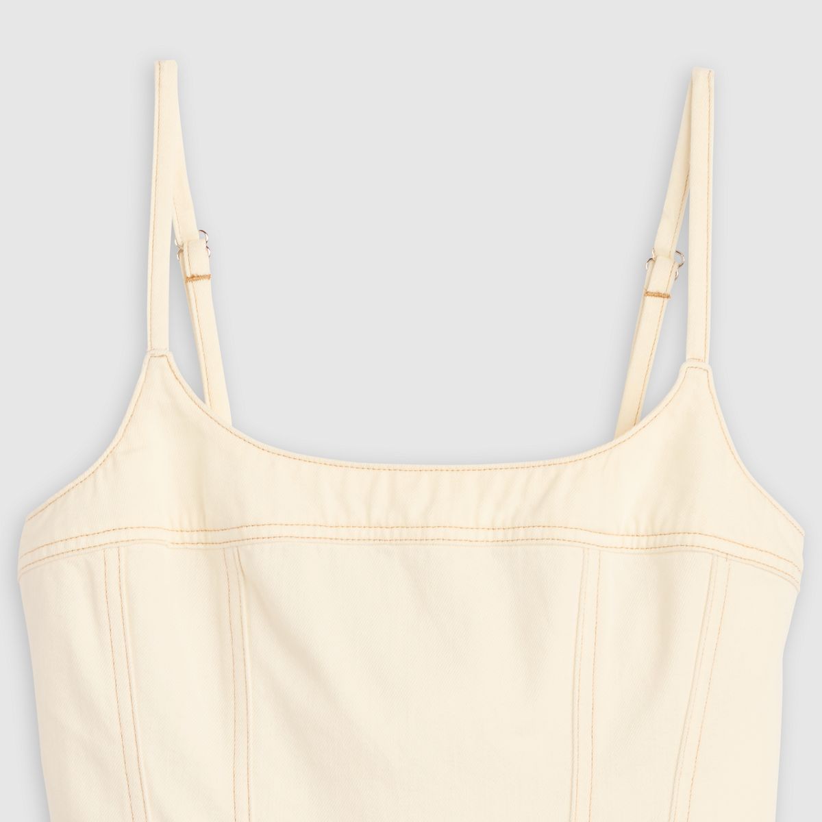 Jadine Denim Mini Lightweight Dress — Icy Ecru 4 - White