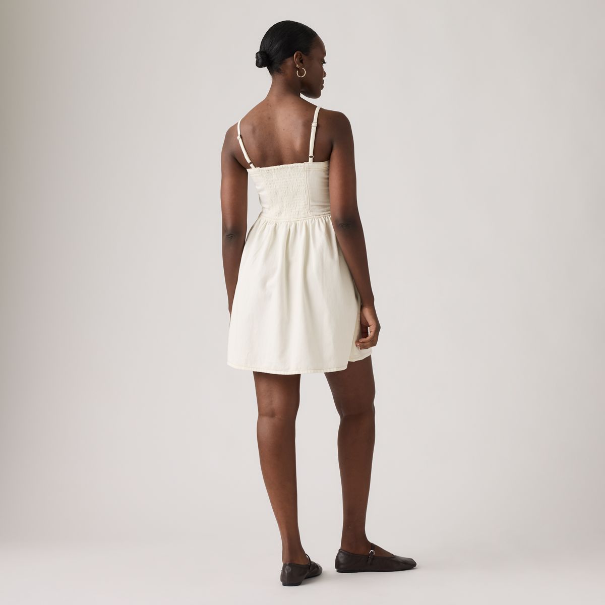 Jadine Denim Mini Lightweight Dress — Icy Ecru 4 - White