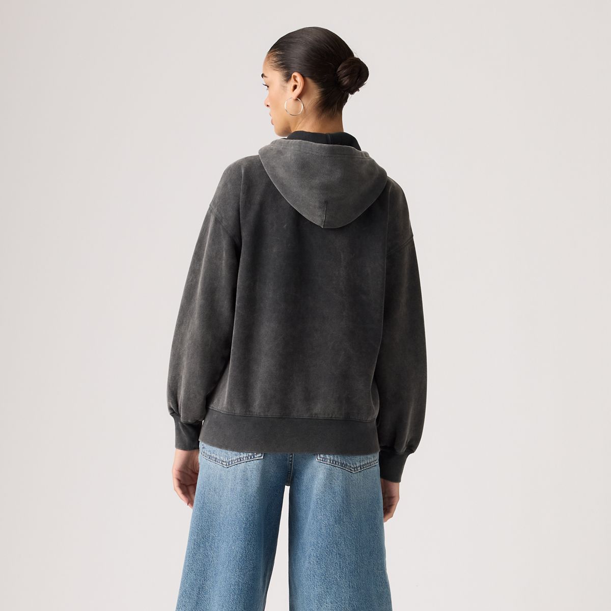 Vintage Oversized Hoodie — Jet Black Garment Dye - Black