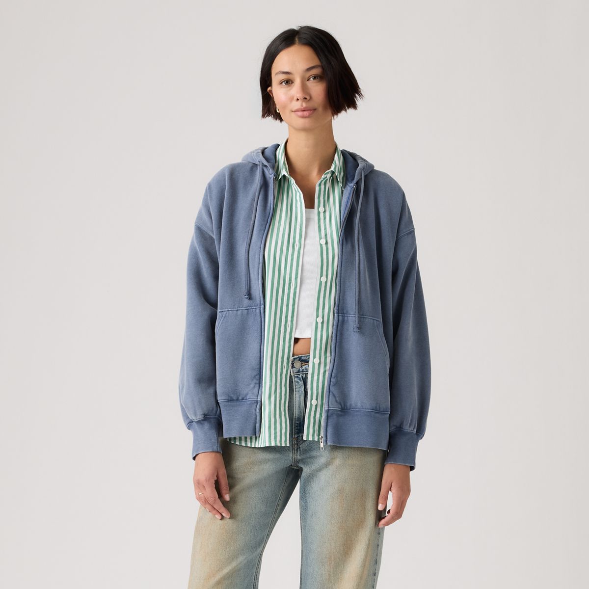 Vintage Oversized Hoodie — Sunshine Blue - Blue