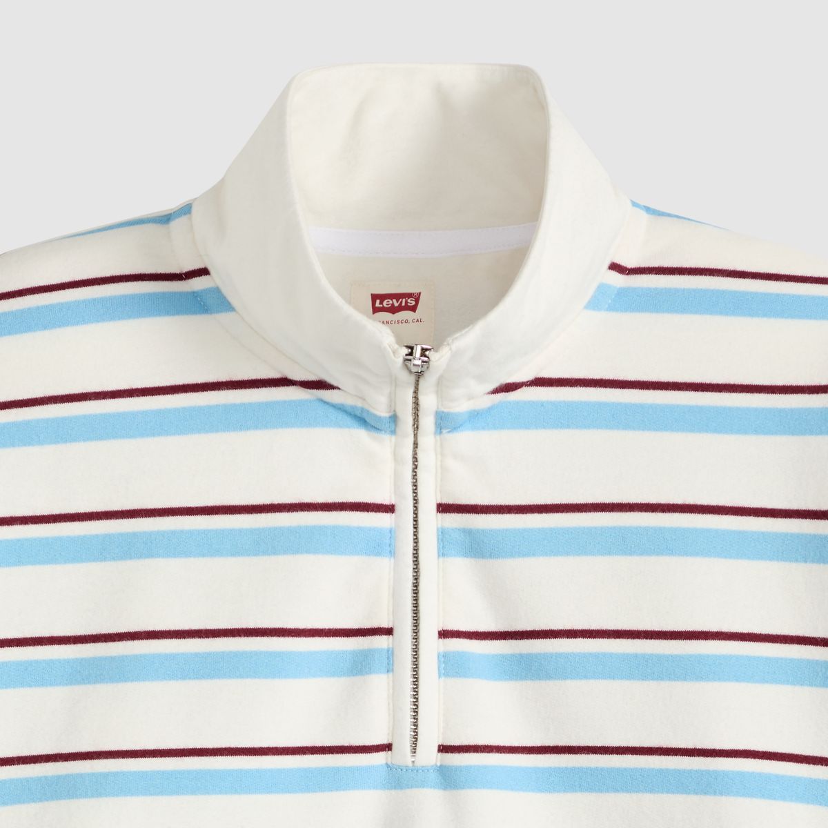 Everyday Quarter-Zip Sweatshirt — Ruby Stripe Alaskan Blue - Multi-Color