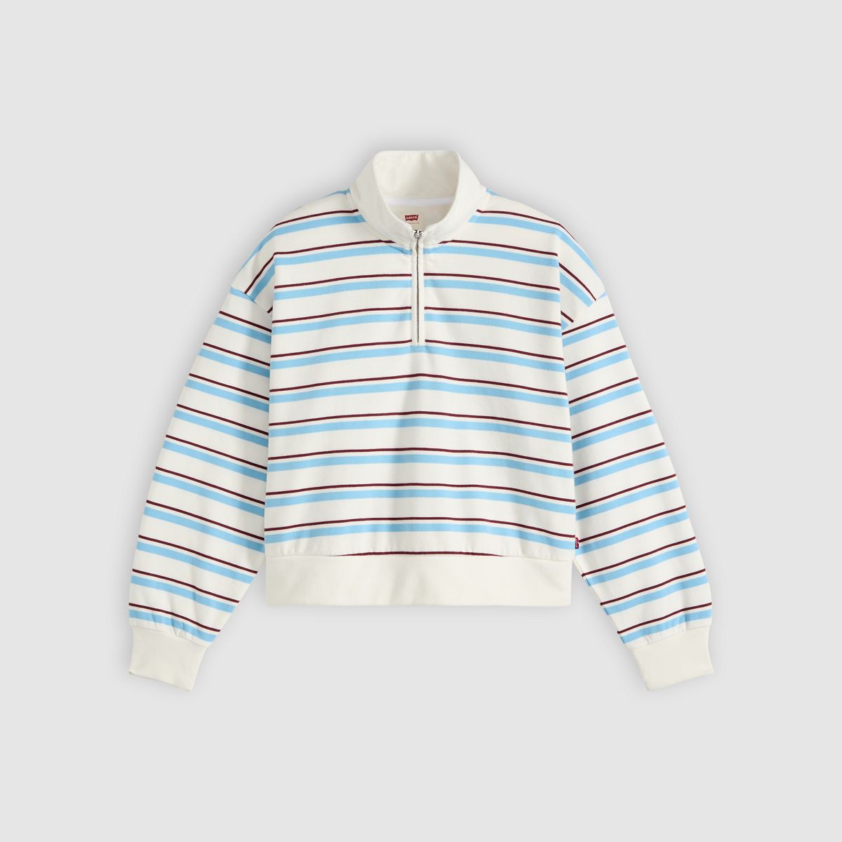 Everyday Quarter-Zip Sweatshirt — Ruby Stripe Alaskan Blue - Multi-Color