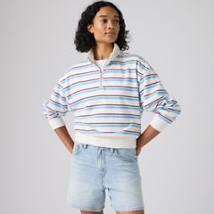 Everyday Quarter-Zip Sweatshirt — Ruby Stripe Alaskan Blue - Multi-Color 1