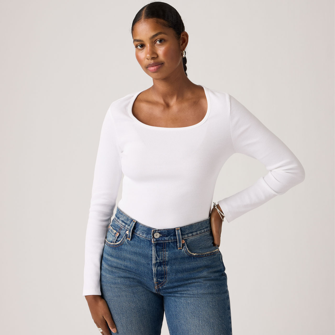 Essential Square Neck Long Sleeve Tee 1