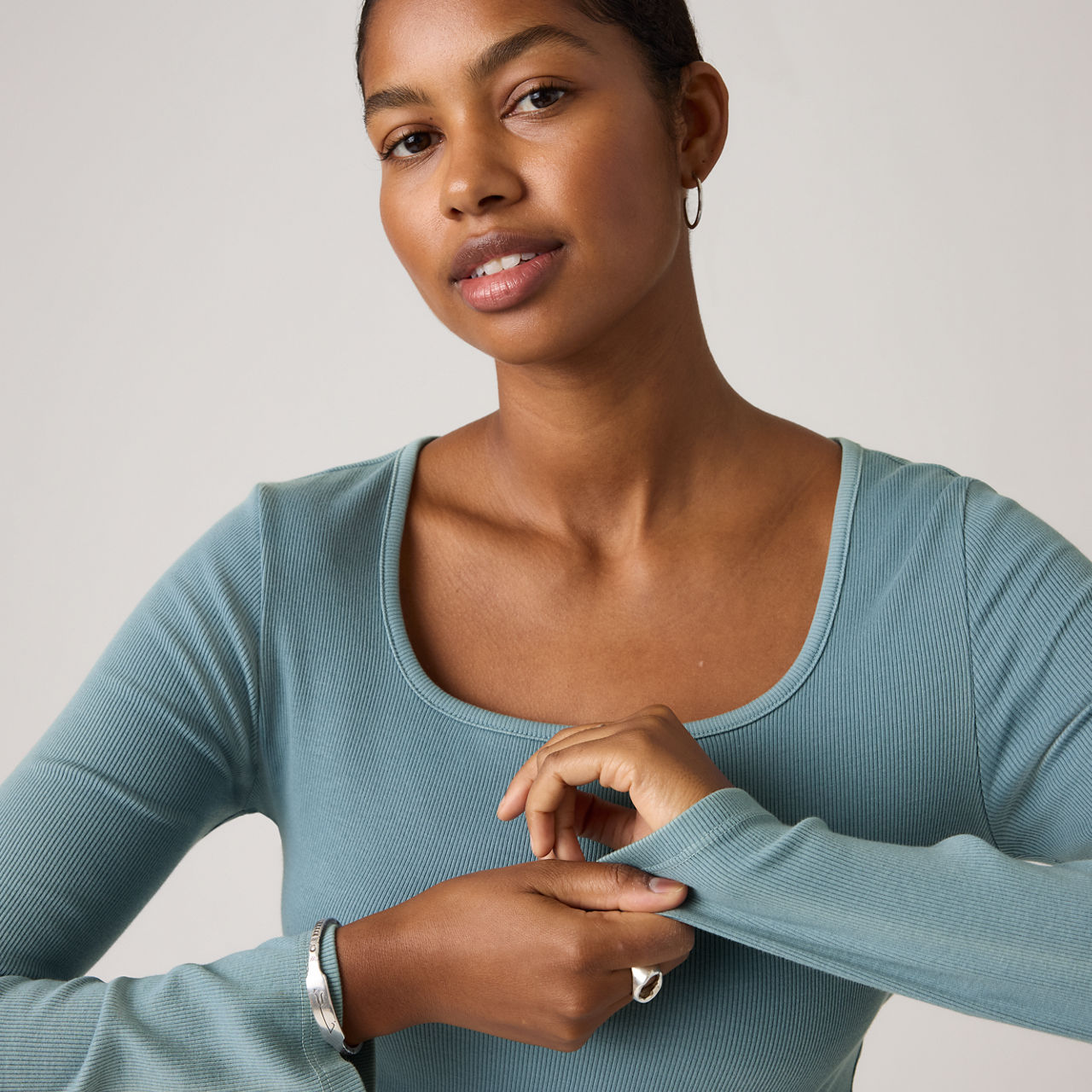 Garment Dye Essential Square Neck Long-Sleeve Tee 2