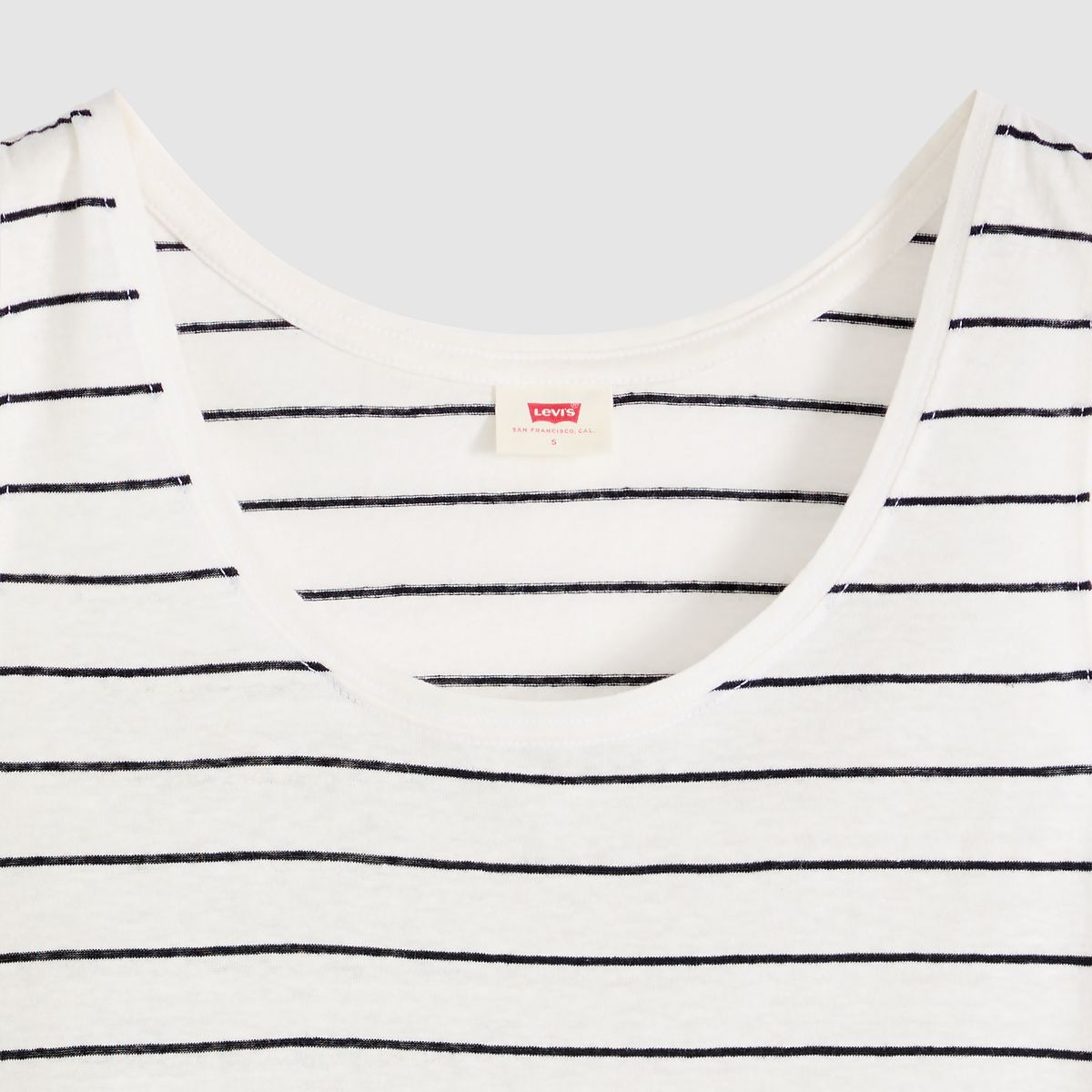 Lori Linen Scoop Tank Top — Donna Stripe Egret - White