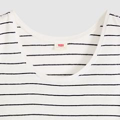 Lori Linen Scoop Tank Top — Donna Stripe Egret - White 6