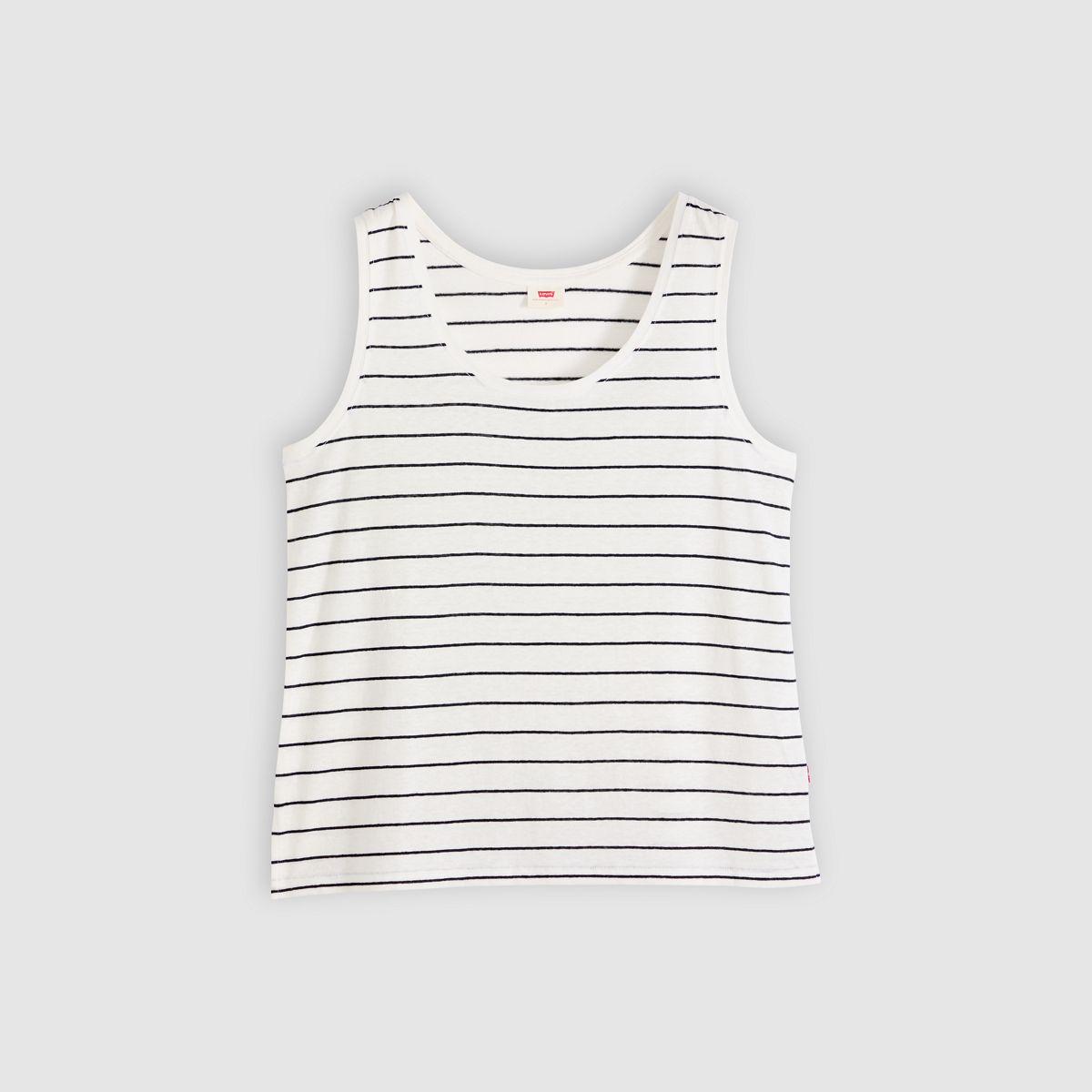 Lori Linen Scoop Tank Top — Donna Stripe Egret - White