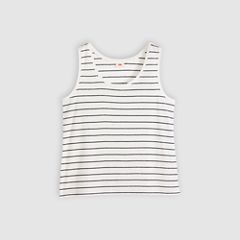 Lori Linen Scoop Tank Top — Donna Stripe Egret - White 5