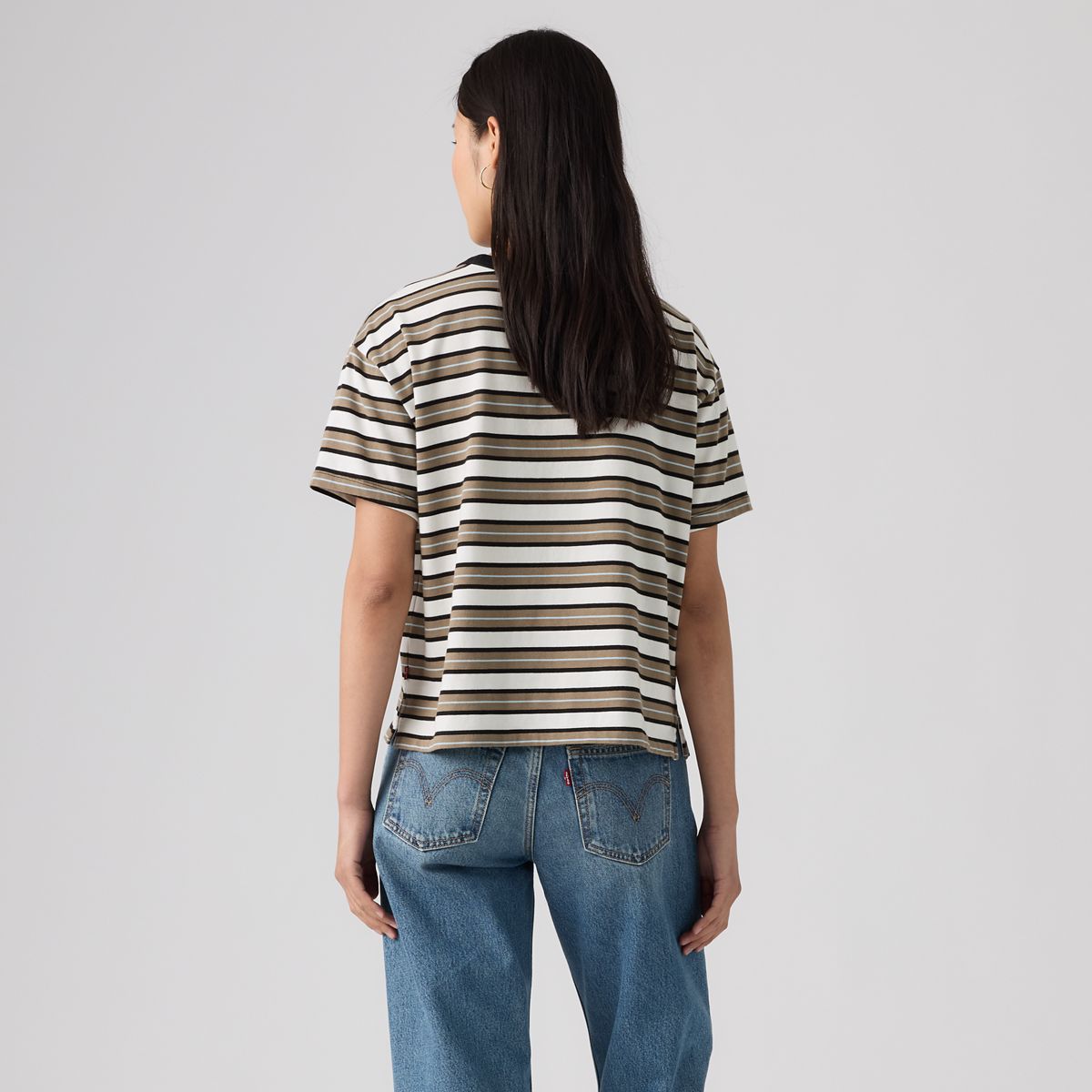 Vintage Garment Dye Short-Sleeve Tee — Lillian Stripe Egret - Multi-Color