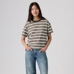 Vintage Garment Dye Short-Sleeve Tee — Lillian Stripe Egret - Multi-Color 3
