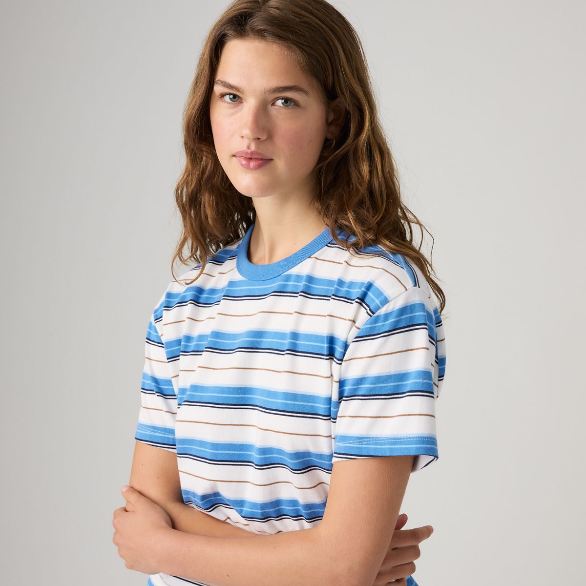 Vintage Garment Dye Short-Sleeve Tee — Vida Stripe Egret - Multi-Color
