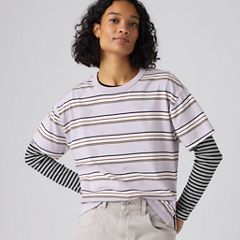 Vintage Garment Dye Short-Sleeve Tee — Vida Stripe Lavender Blue - Purple 3