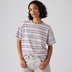 Vintage Garment Dye Short-Sleeve Tee — Vida Stripe Lavender Blue - Purple 1
