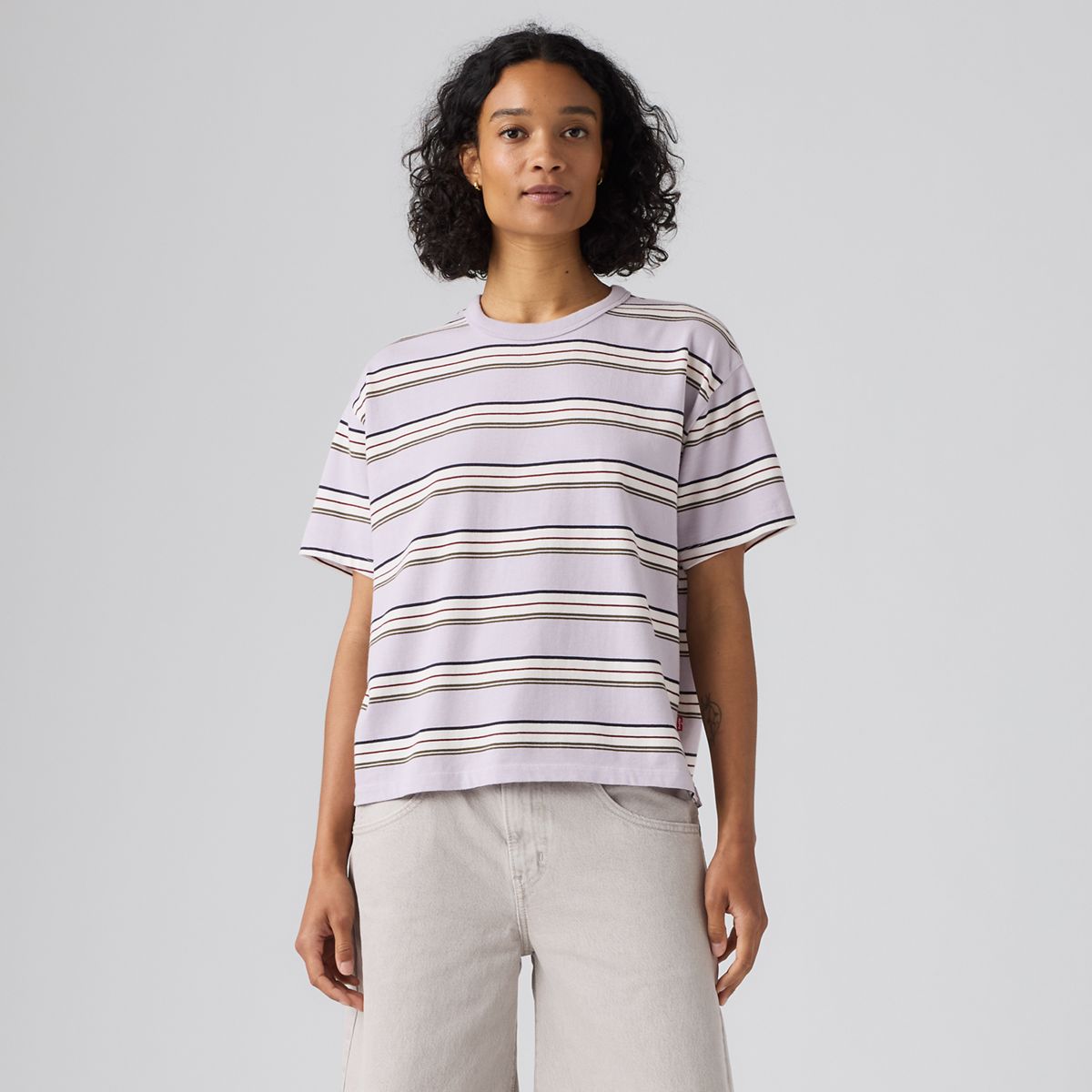 Vintage Garment Dye Short-Sleeve Tee — Vida Stripe Lavender Blue - Purple