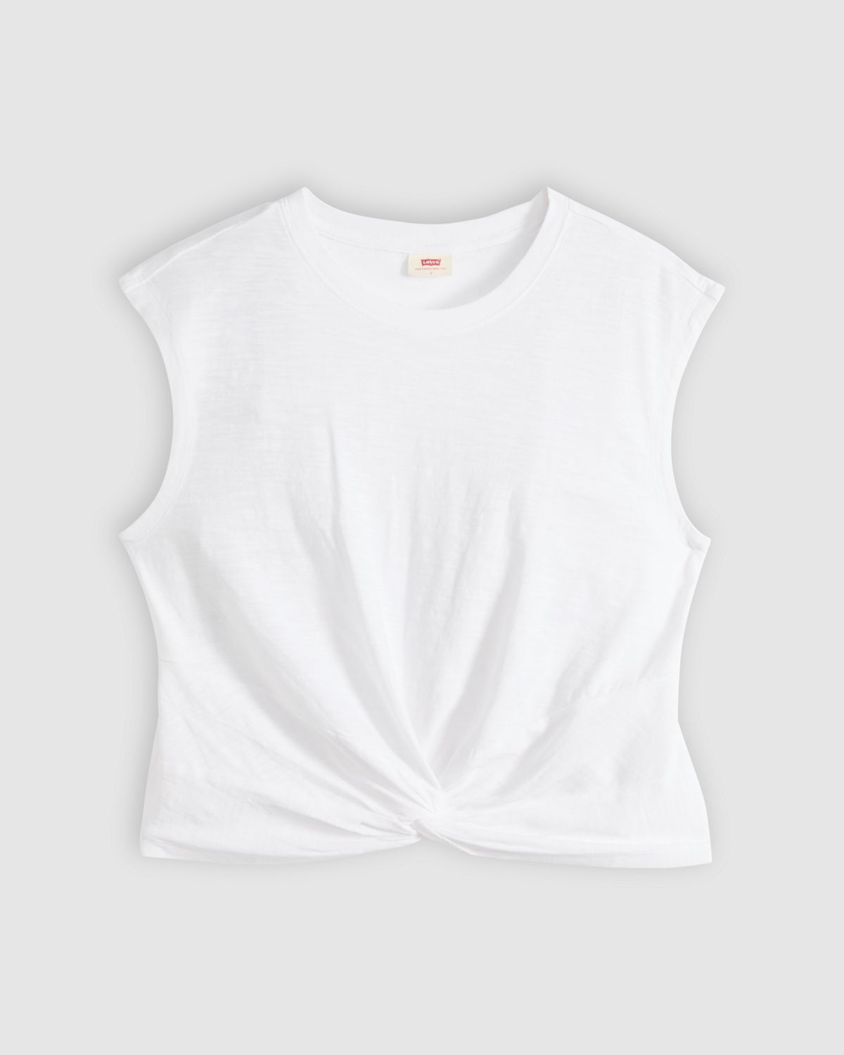 Jemma Knot Sleeveless Tee — Bright White - White