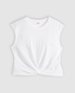 Jemma Knot Sleeveless Tee — Bright White - White 1