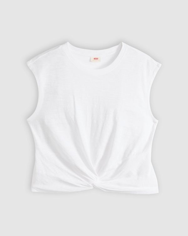 Jemma Knot Sleeveless Tee — Bright White - White