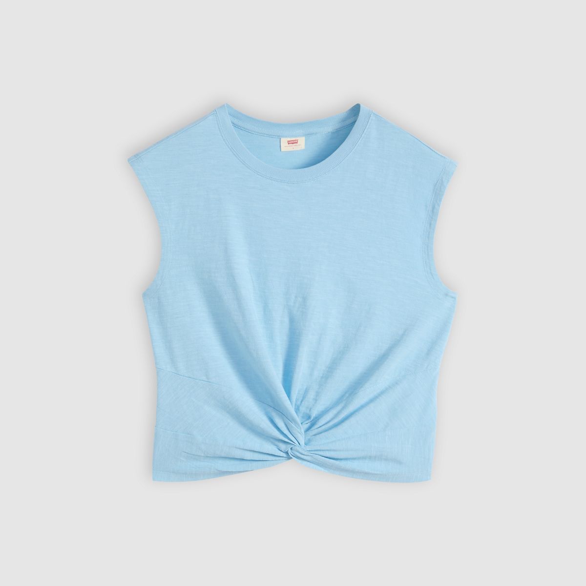 Jemma Knot Sleeveless Tee — Air Blue - Blue