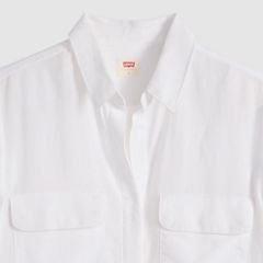 Elaine Utility Linen Button Up Shirt — Bright White - White 6