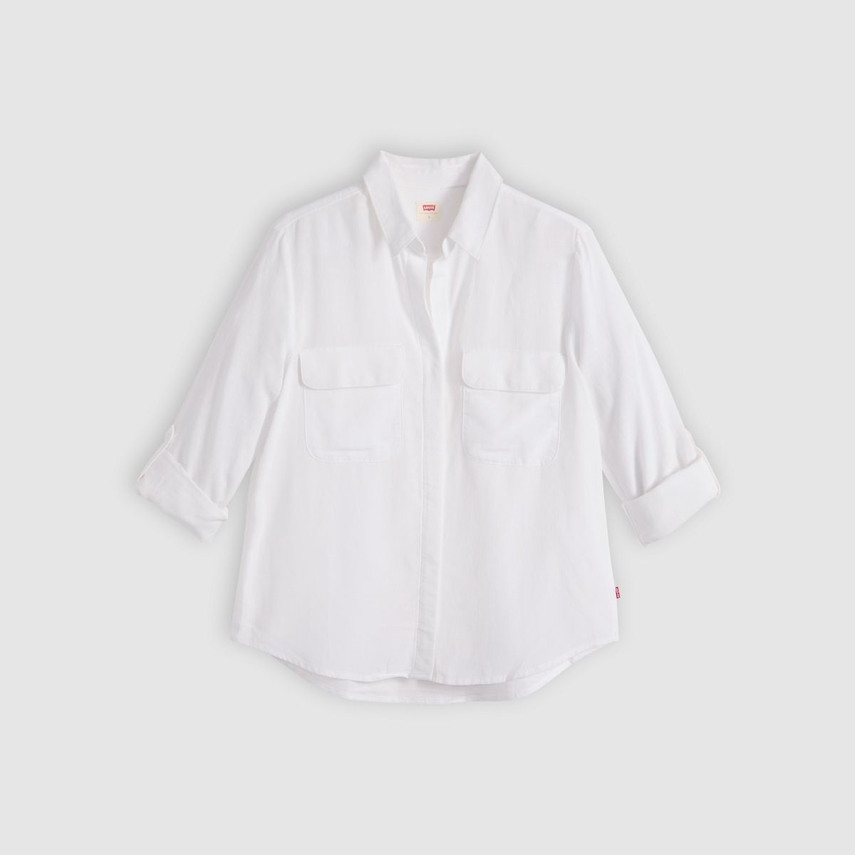 Elaine Utility Linen Button Up Shirt — Bright White - White