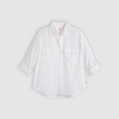 Elaine Utility Linen Button Up Shirt — Bright White - White 5