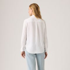 Elaine Utility Linen Button Up Shirt — Bright White - White 4