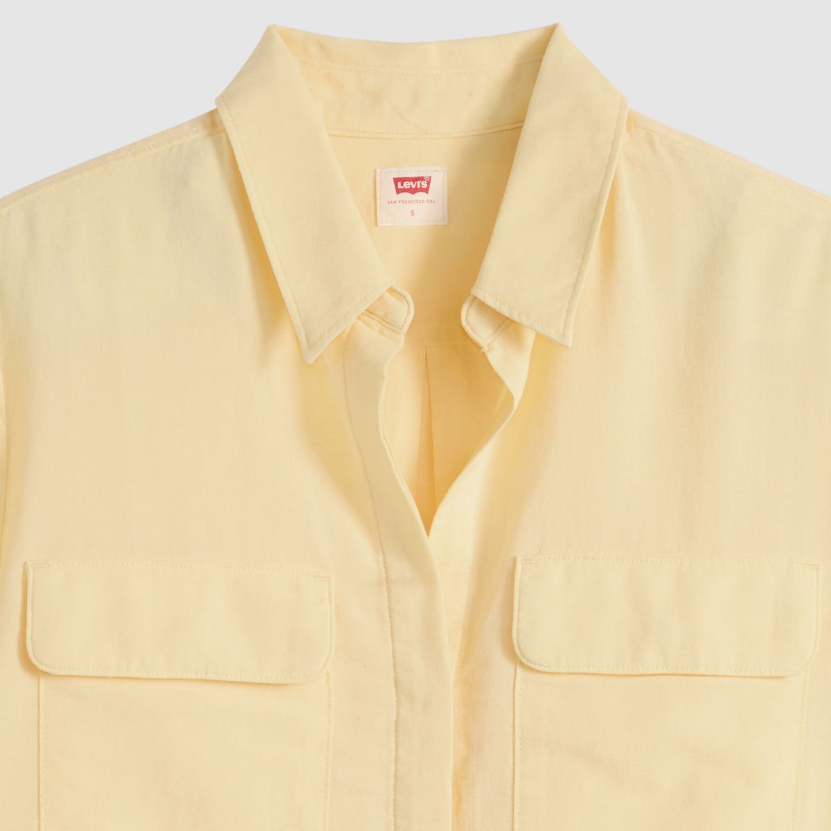 Elaine Utility Linen Button Up Shirt — French Vanilla - Yellow