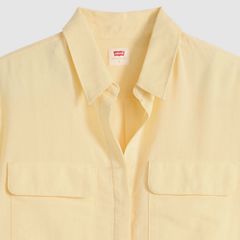 Elaine Utility Linen Button Up Shirt — French Vanilla - Yellow 6