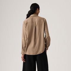 Elaine Utility Linen Button Up Shirt — Garment Dye Pine Bark - Brown 4