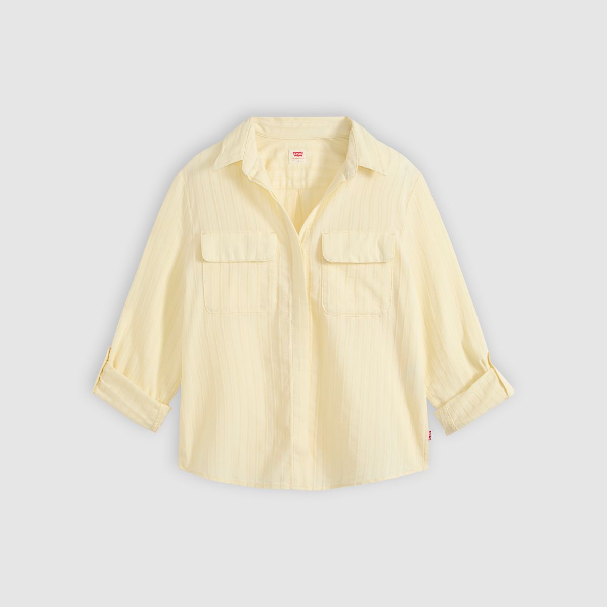 Cropped Harlie Shirt — Pear Sorbet Dobby - Yellow