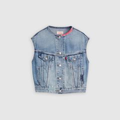 '90s Shrunken Collarless Vest — Melody'S Muse Vest - Medium Wash 5