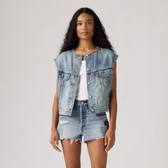 '90s Shrunken Collarless Vest — Melody'S Muse Vest - Medium Wash 3
