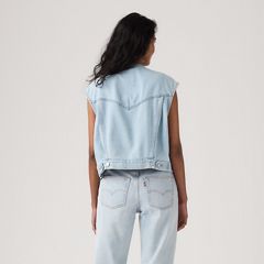 '90s Shrunken Collarless Vest — Of Course Top - Medium Wash 4