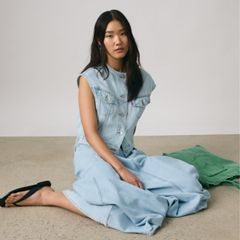 '90s Shrunken Collarless Vest — Of Course Top - Medium Wash 2
