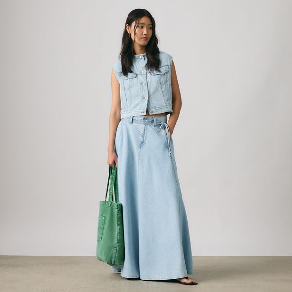 '90s Shrunken Collarless Vest — Of Course Top - Medium Wash