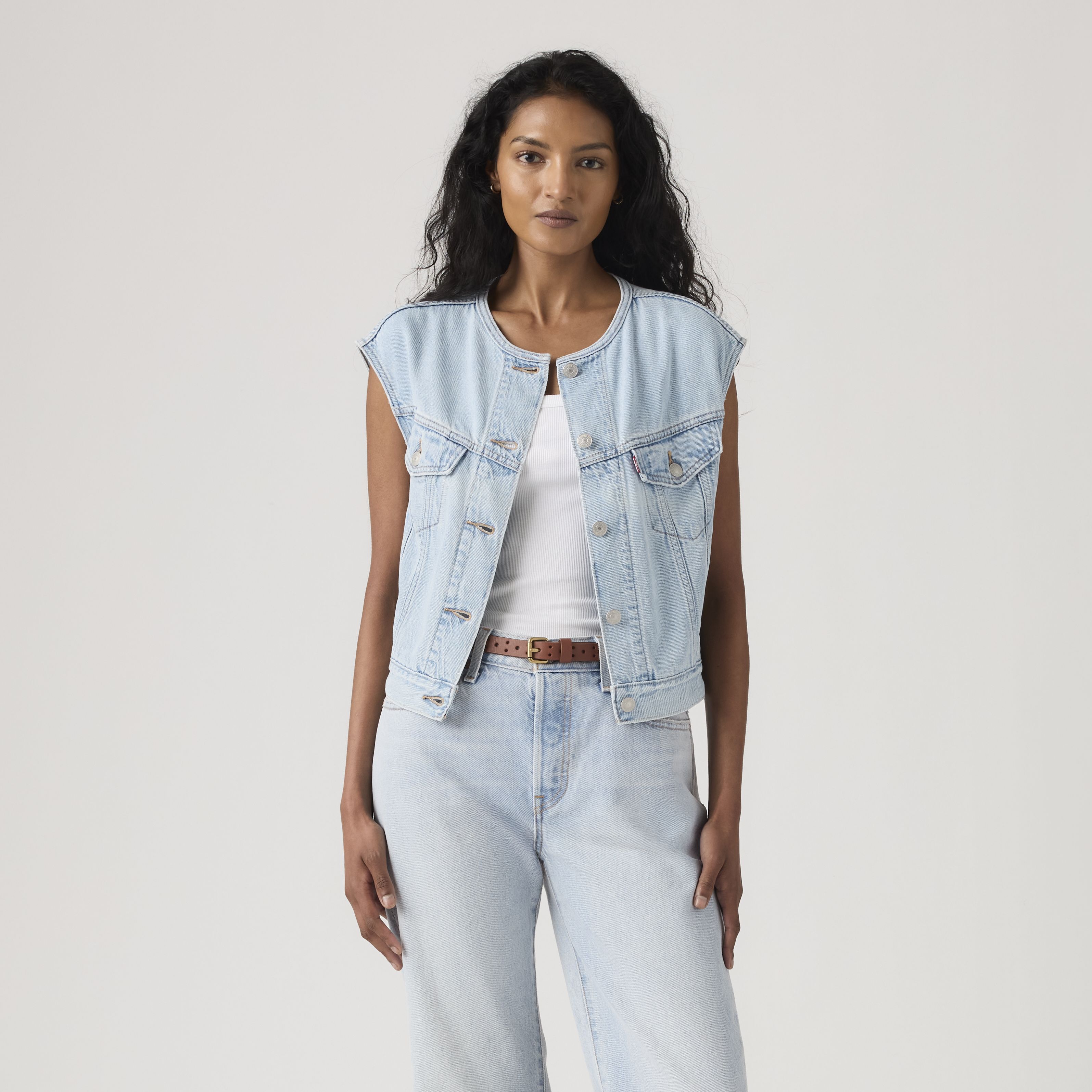 90s Shrunken Collarless Vest 15